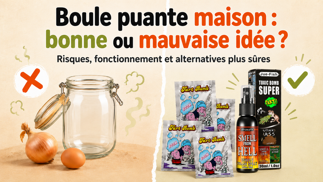 Comparaison entre une boule puante maison déconseillée et des boules puantes avec un spray puant prêts à l’emploi