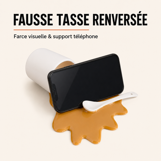 Tasse Renversée Trompe-l’Œil | Support Téléphone Insolite
