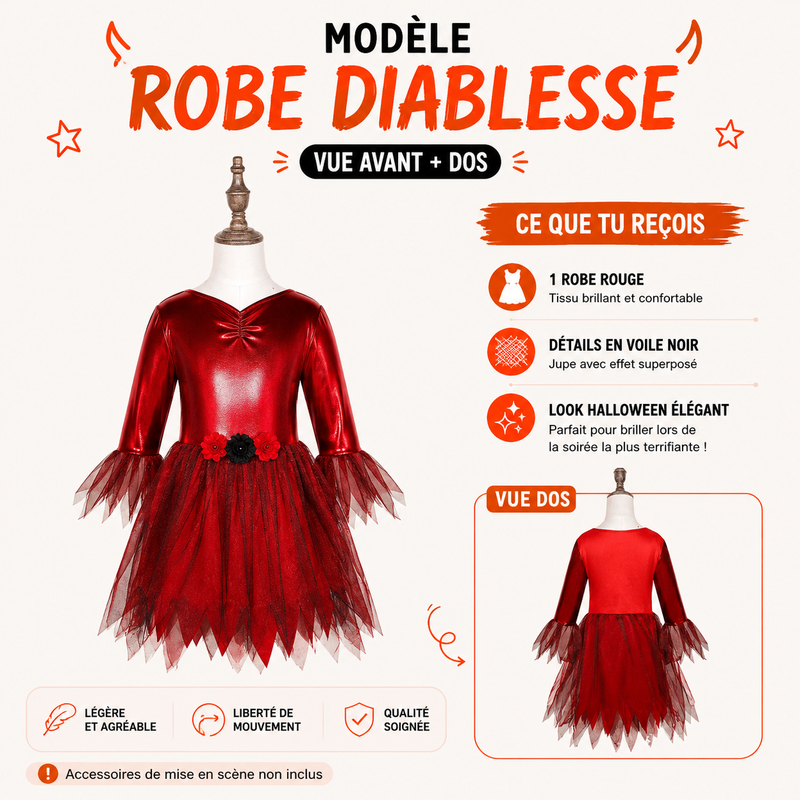 Déguisement rouge et noir de petit diable pour enfant à Halloween