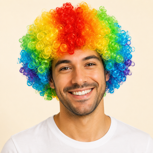 Perruque Clown Arc-en-Ciel Bouclée | Déguisement Multicolore
