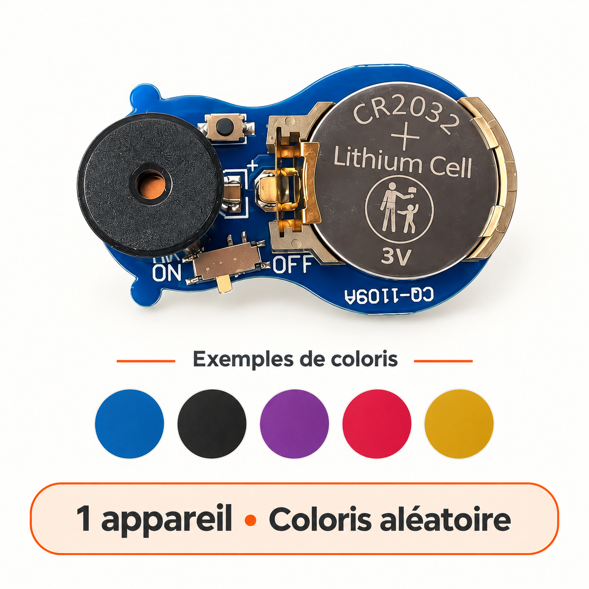 Grillon électronique bleu et exemples de coloris : 1 appareil fourni dans un coloris aléatoire