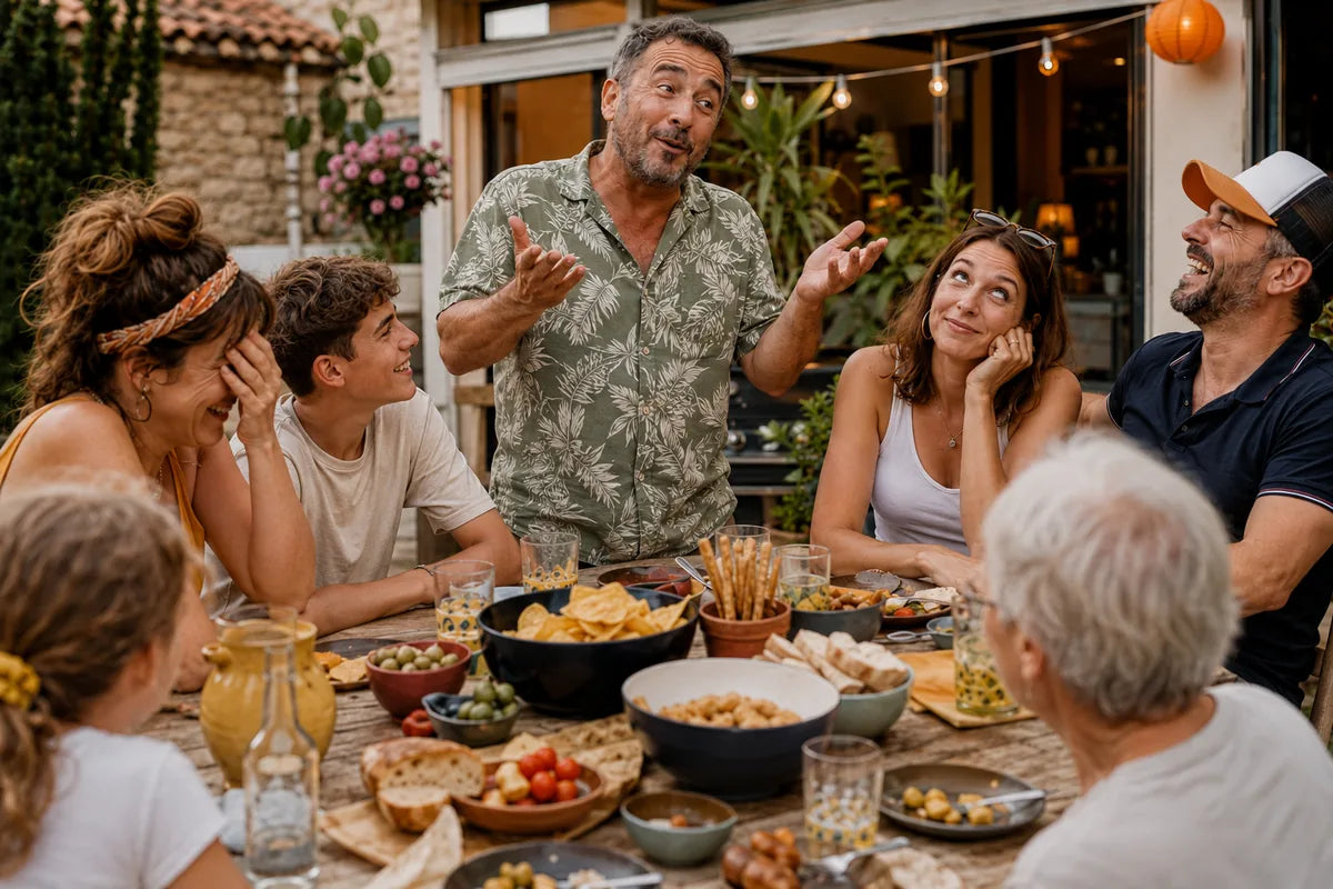 Blague de tonton racontée pendant un repas de famille