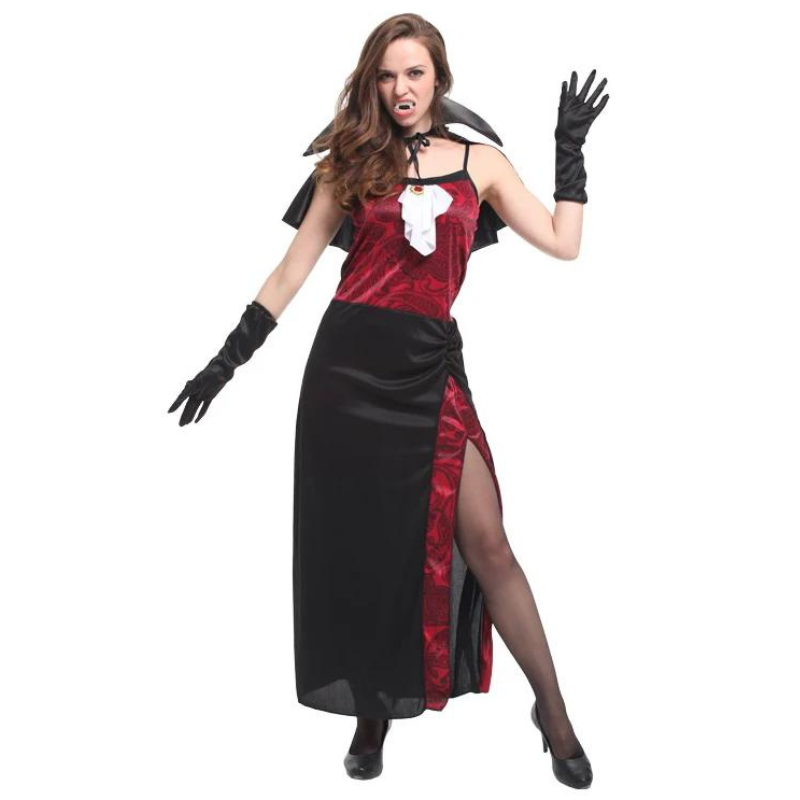 Déguisement vampire femme noir et rouge pour Halloween